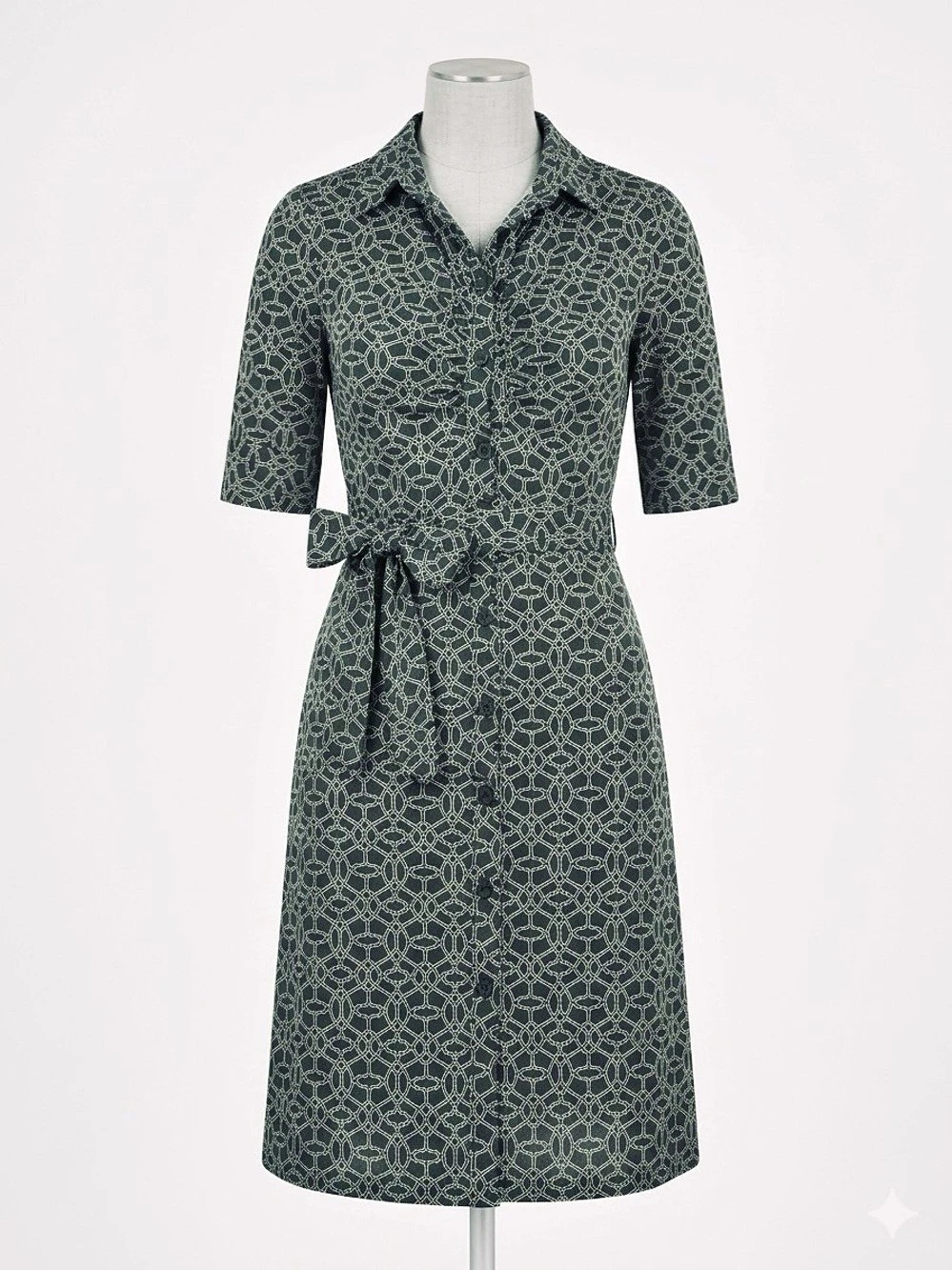 Laundry Shelli Segall NWOT Geometric Midi Dress in Green & White Like New Size 8